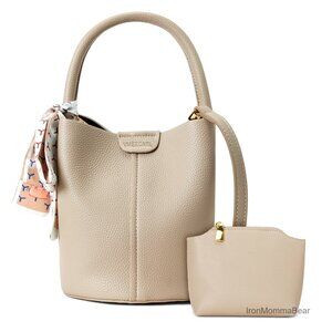 Vegan Leather Mini Bucket Bag Crossbody Shoulder Purse Removable Straps